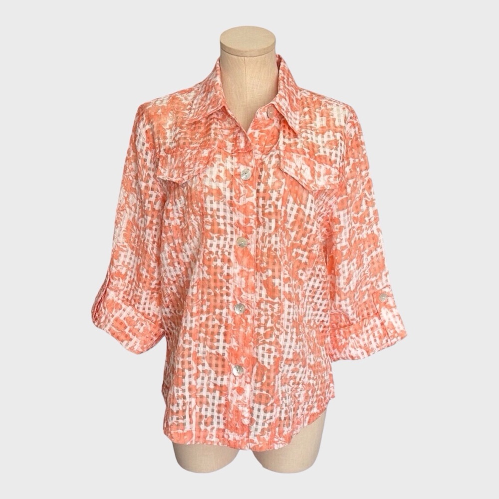 Draper’s & Damon’s Petites Sheer Floral Button‎ Shirt